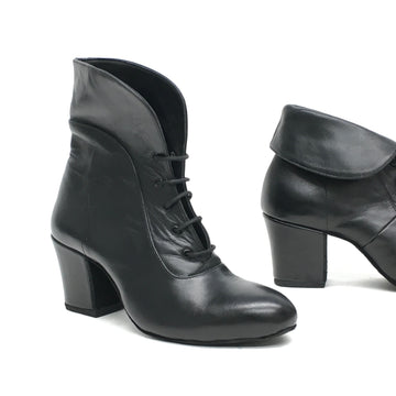 DelMago 3.0 Theatrical Boots: Adler Bootie - SuperFlex: Serious Black | 2.25" Combat - Super-Flex | MED | Suede Sole