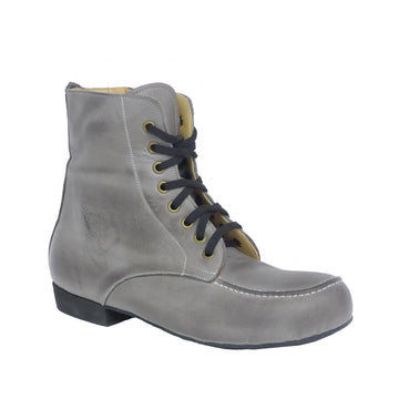 DelMago 2.0 Theatrical Boots: Bon Jean Boot v2: Grey Leather | 1.25" Tapered Ultralite | MED | Suede Sole