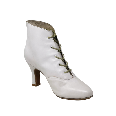 Kelaci:  Astoria Bootie: White Leather | 2.75" N | Dancer's Rubber Sole | NO zipper