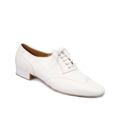 Mambo Shines-Mens: Azor Blanco: SNIP TOE:  White Leather  | 1.0 Standard Heel | MED - WHILE SUPPLIES LAST