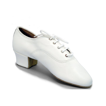 Mambo Shines-Mens: Tiburon Blanco: White Leather | 1.5'' Latin | MED
