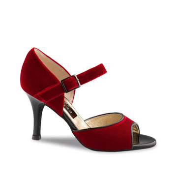 Nueva Epoca: Nora | RICA | Cranberry Velvet and Licorice | 2.75" Aria (70mm) | MED | Suede Sole