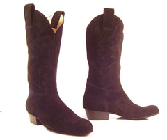 Paoul: Cavalcante Country Western Boot: Midnite Suede | 1.5" C | MED | Suede Sole | External Boot Pulls