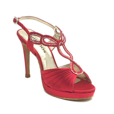 Rummos: Elite Ingrid Platform: Red Satin: 3.5" Stiletto - MED