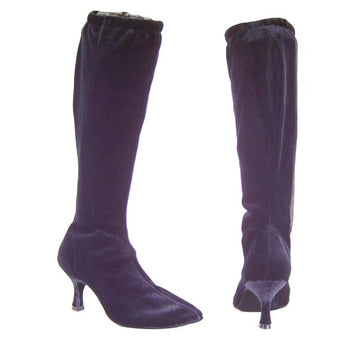 Stagelight Premiere: Catwalk Crusader Boot: Velvet Noir | 2.75" Cornet Flare | MED | Suede Sole