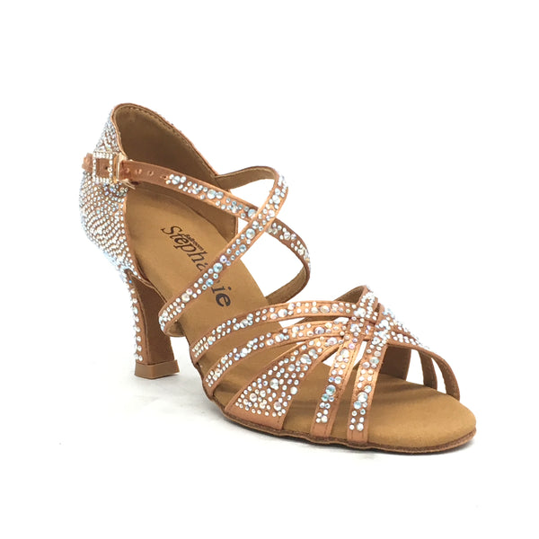 STEPHANIE: Julia: Tan Satin Rhinestones | 2.5