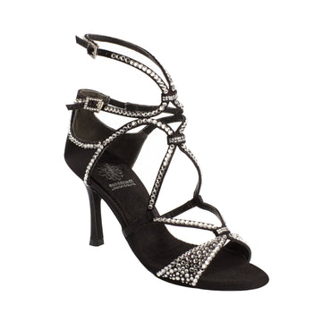 Supadance: S1082 | Black Satin & Rhinestones | 3" Stiletto