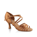 DanceClub: Womens Latin SC7844 | Tan Satin 2.5" Flare